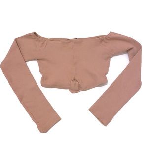Missguided off shoulder long sleeve crop top